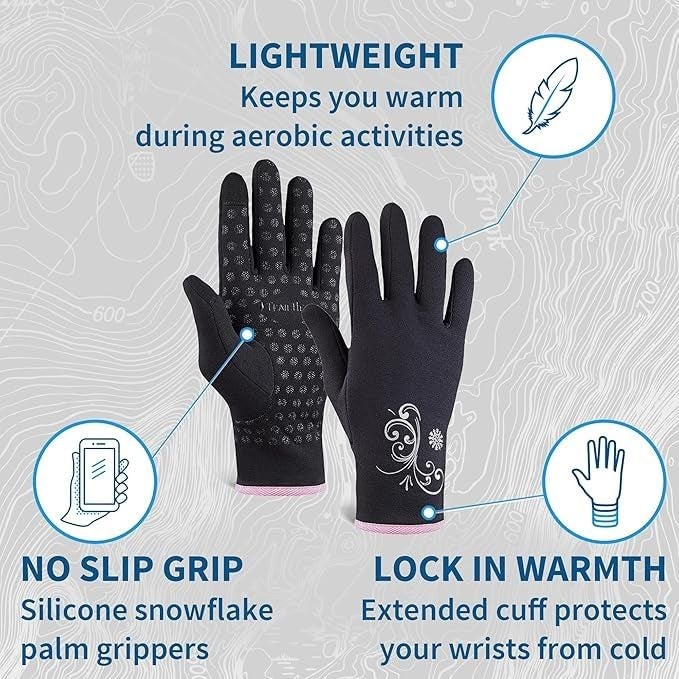 TrailHeads Womenâ€™s Running Gloves | Touchscreen Gloves | Power Winter Running Accessories - black/fast pink (small) - Image 4